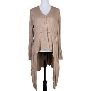 Boo Radley Australia Light Brown Knit Hi Low Long Sleeve Cardigan Sweater